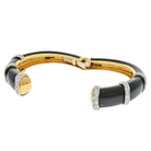 David Webb Platinum & 18K Yellow Gold Blck Enamel Diamond Cuff Bracelet - The Back Vault