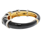 David Webb Platinum & 18K Yellow Gold Blck Enamel Diamond Cuff Bracelet - The Back Vault
