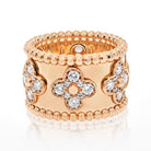 Van Cleef & Arpels 18K Yellow Gold Perlee Clover Diamond Ring - The Back Vault