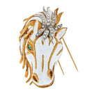 David Webb Platinum & 18K Yellow Gold White Enamel Diamond Horse Face Brooch - The Back Vault