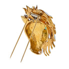 David Webb Platinum & 18K Yellow Gold White Enamel Diamond Horse Face Brooch - The Back Vault