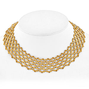 Buccellati 18K Two Tone Open Link Broad Flexible Collar Necklace