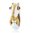 David Webb Platinum & 18K Yellow Gold White Enamel Horse With Ruby Eyes Ring - The Back Vault