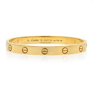 Cartier 18K Yellow Gold Love bangle Size 16 Bracelet