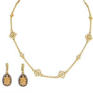 Judith Ripka 18K Yellow Gold Necklace & Earrings Jewelry Set