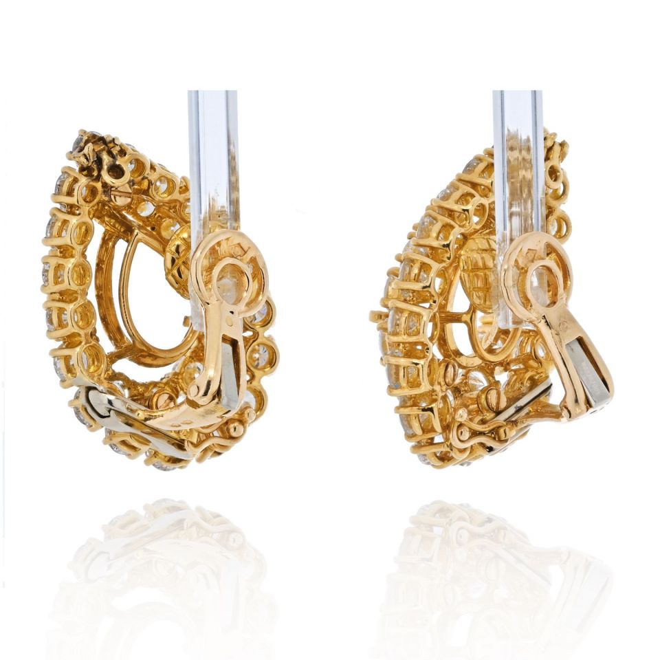 Boucheron 18K Yellow Gold Diamond Mountings For Pear Cut Centers Earrings - The Back Vault