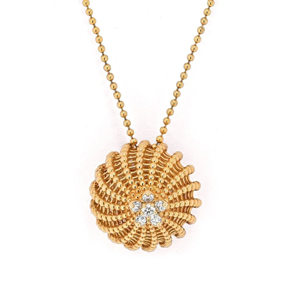 Cartier 18K Yellow Gold Cactus 6 Diamond Pendant Necklace