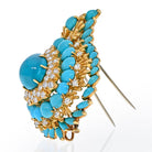 David Webb Platinum & 18K Yellow Gold 1970's Turquoise And Diamond Foliage Brooch - The Back Vault