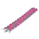 18K White Gold Diamond And Ruby Estate Carpet Style Bracelet - The Back Vault