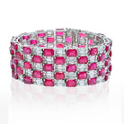 18K White Gold Diamond And Ruby Estate Carpet Style Bracelet - The Back Vault