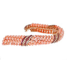 18K Yellow Gold Pink Coral Beads, Diamonds and Ruby Multi-row Bracelet - The Back Vault