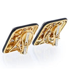 David Webb Black Enamel And Diamond Square Shaped Earrings - The Back Vault