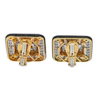 David Webb Black Enamel And Diamond Square Shaped Earrings - The Back Vault