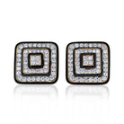 David Webb Black Enamel And Diamond Square Shaped Earrings - The Back Vault