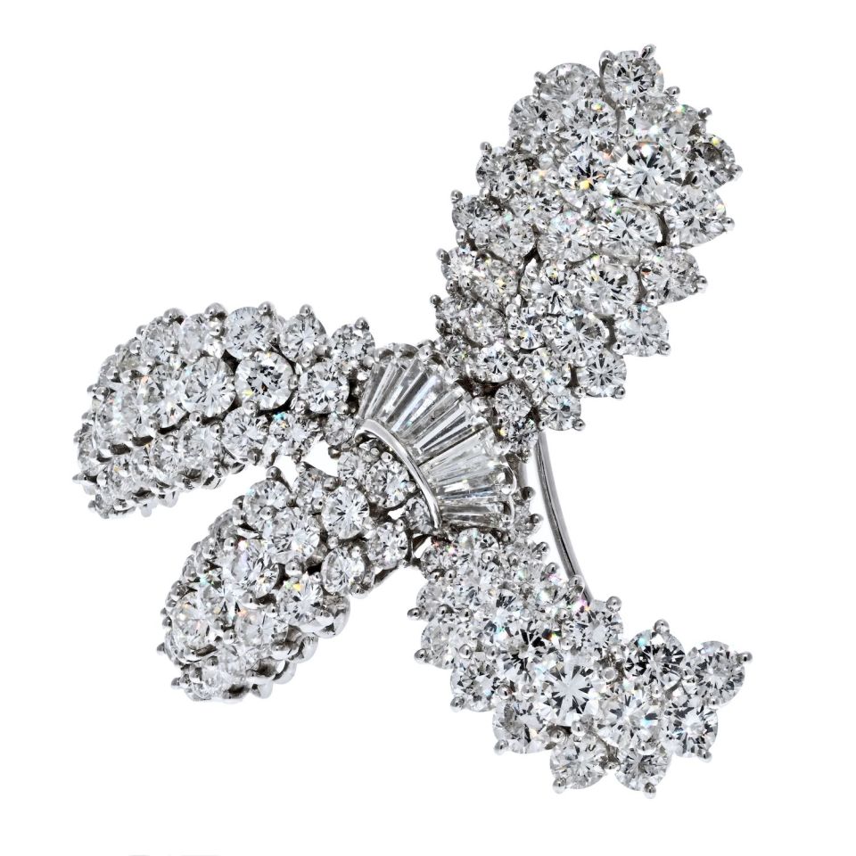 Platinum 10 Carat Diamond Bow Brooch - The Back Vault