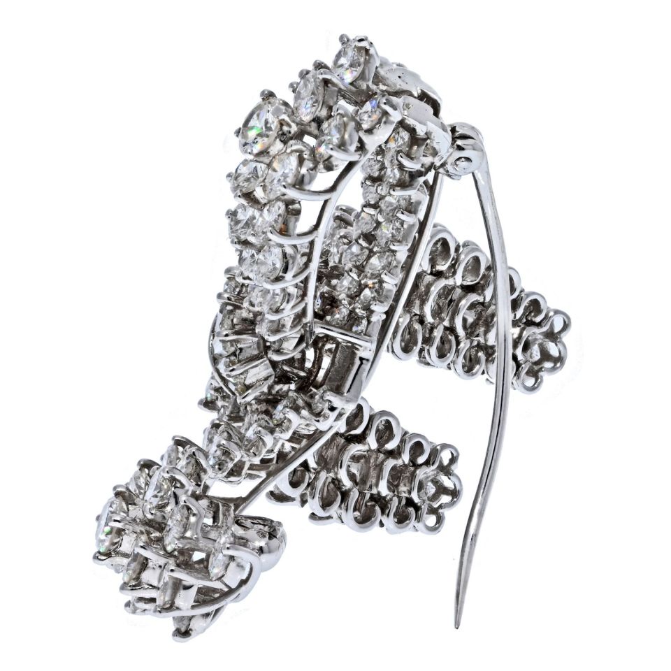 Platinum 10 Carat Diamond Bow Brooch - The Back Vault