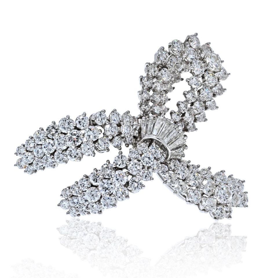 Platinum 10 Carat Diamond Bow Brooch - The Back Vault