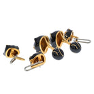 David Webb 18K Yellow Gold Black Enamel And Diamond Stud And Cufflinks Set - The Back Vault