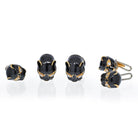 David Webb 18K Yellow Gold Black Enamel And Diamond Stud And Cufflinks Set - The Back Vault