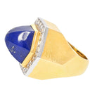 David Webb Platinum & 18K Yellow Gold Oversized Lapis And Diamond Ring - The Back Vault