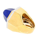 David Webb Platinum & 18K Yellow Gold Oversized Lapis And Diamond Ring - The Back Vault