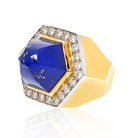 David Webb Platinum & 18K Yellow Gold Oversized Lapis And Diamond Ring - The Back Vault