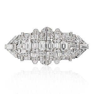 Platinum 1930's Deco Diamond Double Clip Brooch