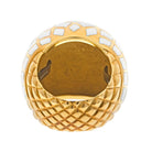 David Webb Platinum & 18K Yellow Gold White Enamel Checkerboard Pattern Bombe Ring - The Back Vault