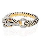 David Webb Platinum & 18K Yellow Gold Zebra With Ruby Eyes And Diamond Bracelet - The Back Vault