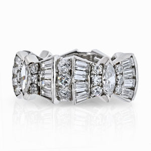 Platinum 4.50 carat Round And Baguette Cut Eternity Band