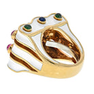 David Webb White Enamel Wave With Rubies, Emeralds And Sapphires Ring - The Back Vault