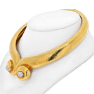 David Webb Platinum & 18K Yellow Gold Hammered Scroll Diamond Collar Necklace - The Back Vault