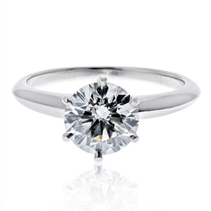 Tiffany & Co. Platinum 1.55 Carat I VS1 Round Cut Six Prong Diamond Engagement Ring