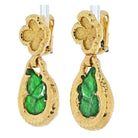 David Webb Platinum & 18K Yellow Gold Jade Teardrop Dangling Clip On Earrings - The Back Vault