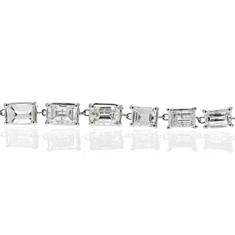 Platinum 12.53 cttw Emerald Cut Diamond Bracelet - The Back Vault