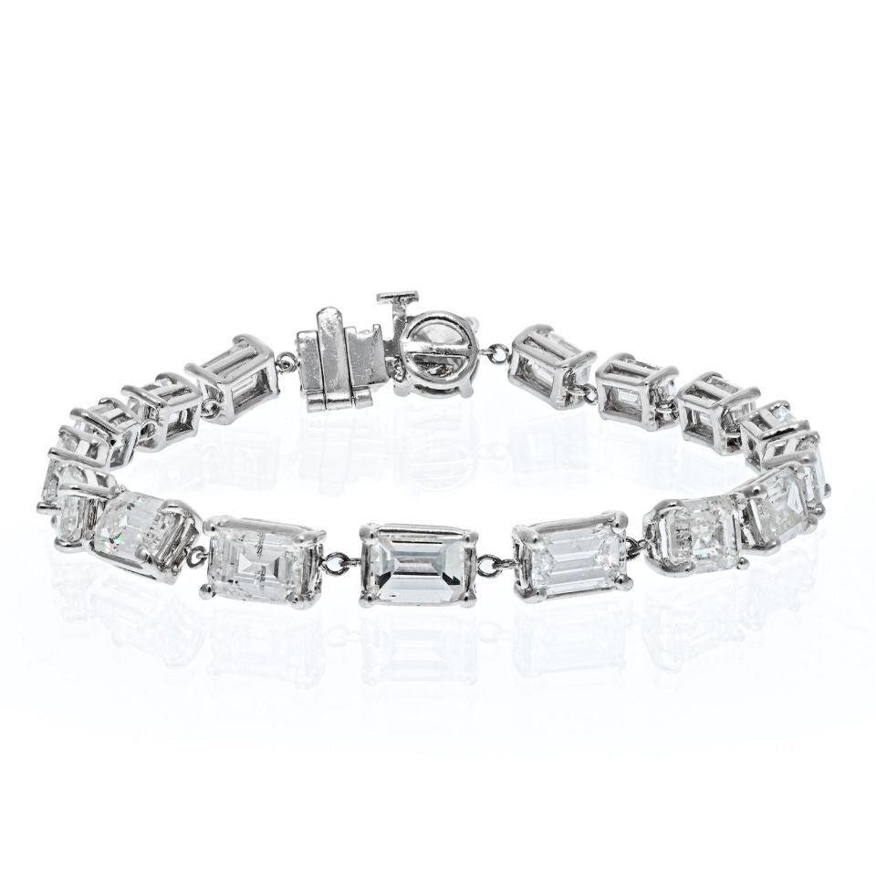 Platinum 12.53 cttw Emerald Cut Diamond Bracelet - The Back Vault