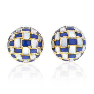 Tiffany & Co. Angela Cummings Lapis And Mother Of Pearl Inlay Clip Earrings