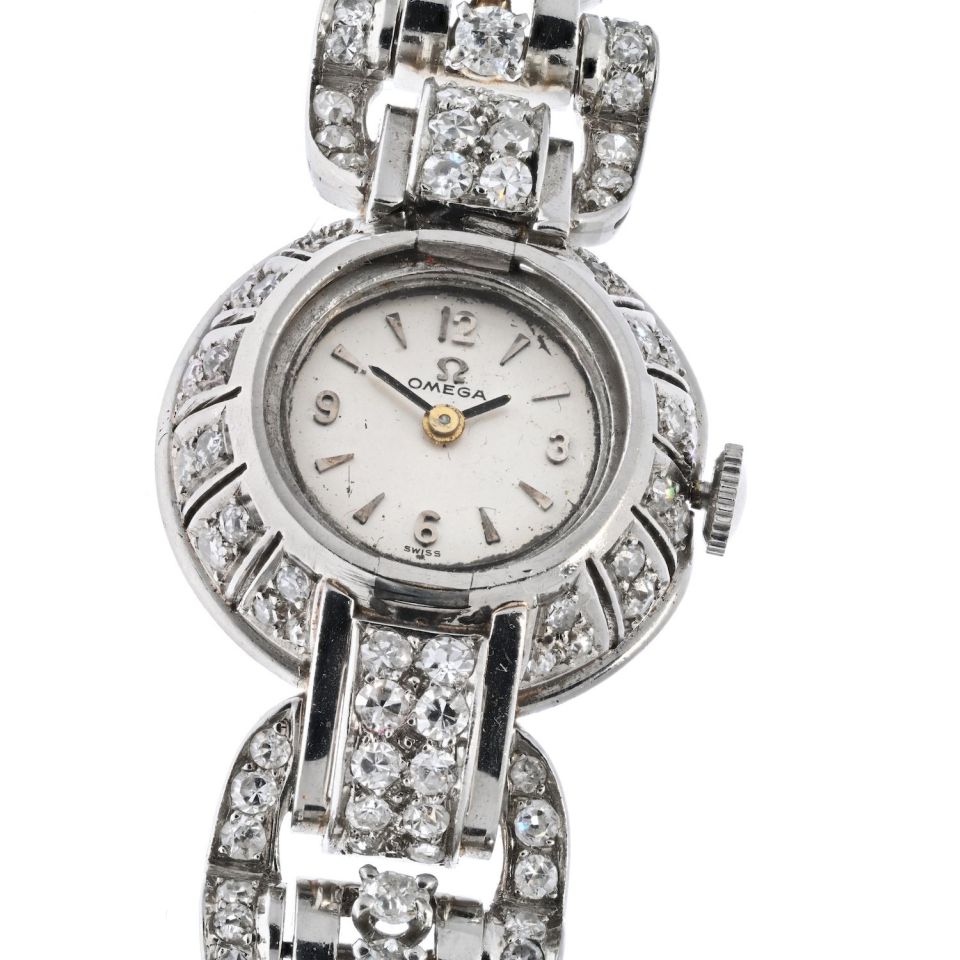 Omega Platinum 1940's Women 12 Carat Old Cut Diamond Watch – The Back Vault