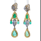 David Webb Girandole Carved Emerald And Diamond Dangle Earrings - The Back Vault