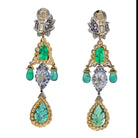 David Webb Girandole Carved Emerald And Diamond Dangle Earrings - The Back Vault