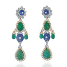 David Webb Girandole Carved Emerald And Diamond Dangle Earrings - The Back Vault