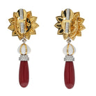 David Webb Platinum & 18K Yellow Gold Coral Drop Day To Night Dangling Earrings - The Back Vault