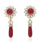 David Webb Platinum & 18K Yellow Gold Coral Drop Day To Night Dangling Earrings - The Back Vault