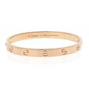 Cartier 18K Rose Gold Love Bangle Size 17 Bracelet