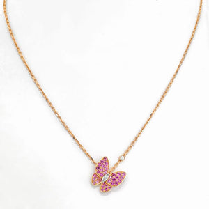 Van Cleef & Arpels 18K Rose Gold Pink Sapphires And Diamond Butterfly Pendant