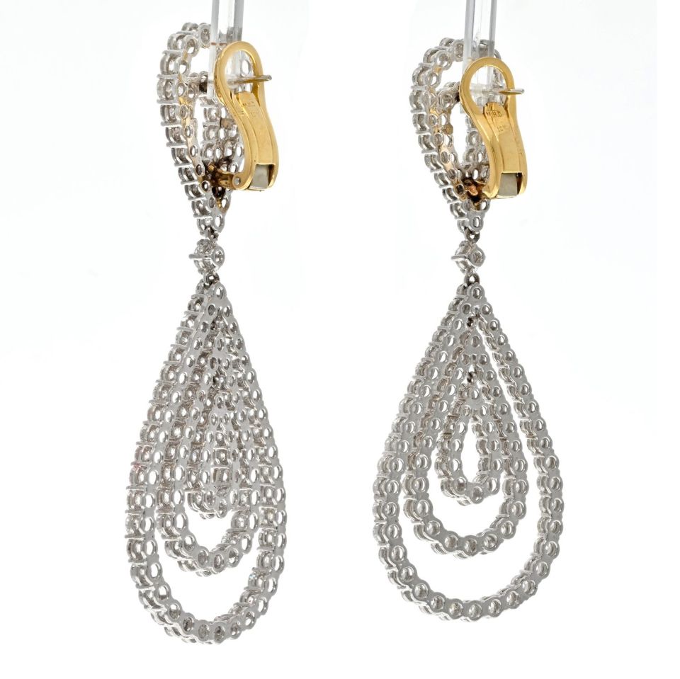 18K White Gold 21 Carat Diamond Chandelier Dangling Earrings - The Back Vault