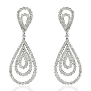 18K White Gold 21 Carat Diamond Chandelier Dangling Earrings