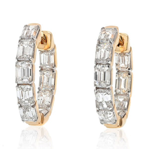 14K Yellow Gold 3.75 Carat Small Hoop Huggie Earrings