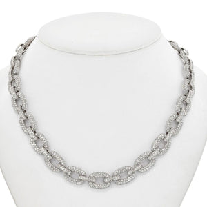 18K White Gold 28.50 Carat Pave Diamond Link Necklace