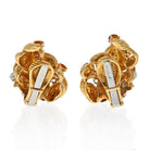 David Webb Platinum & 18K Yellow Gold Diamond And Citrine Clip On Earrings - The Back Vault